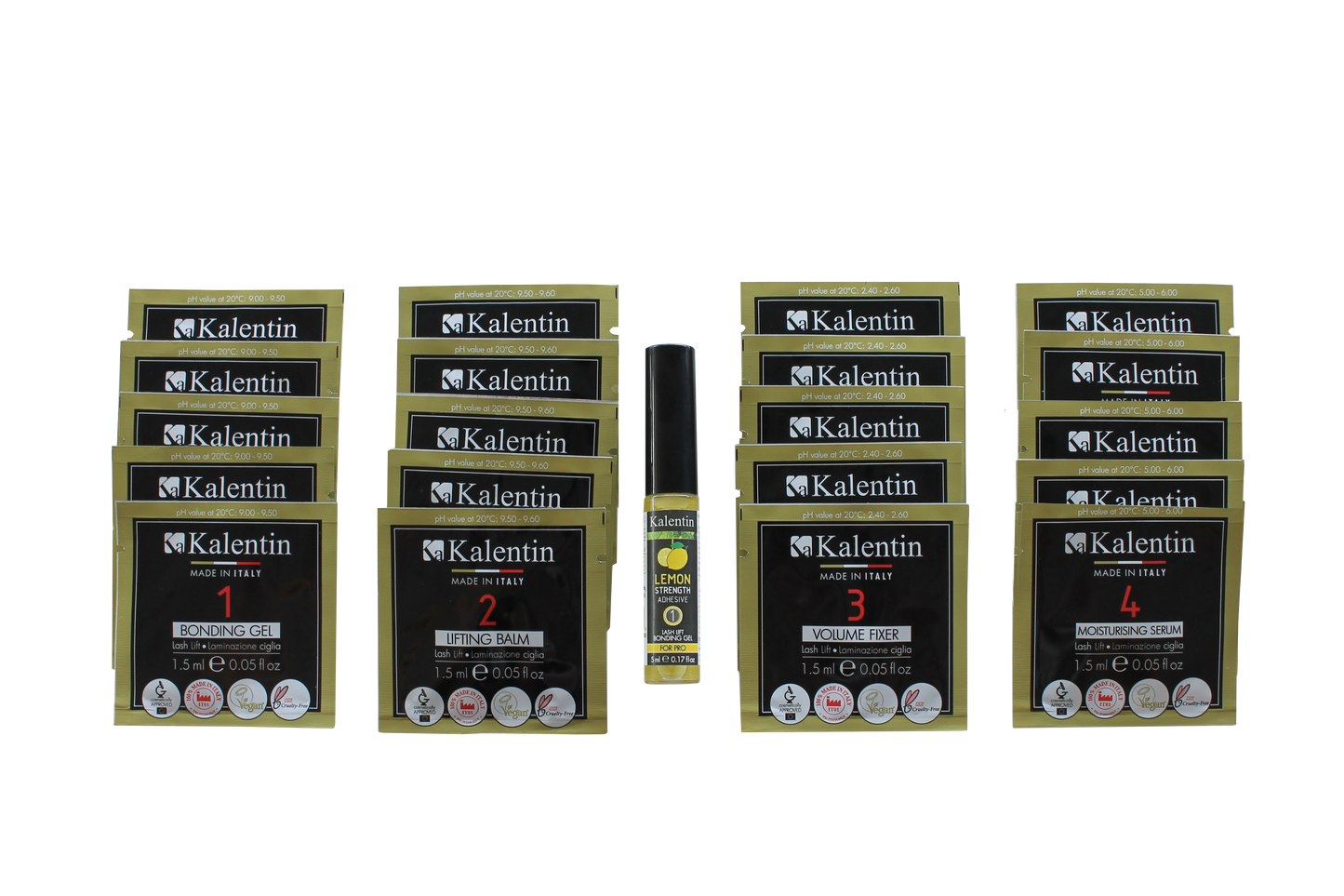 Lash lift sachets set - 20 single-dose sachets + Lemon strenght adhesive